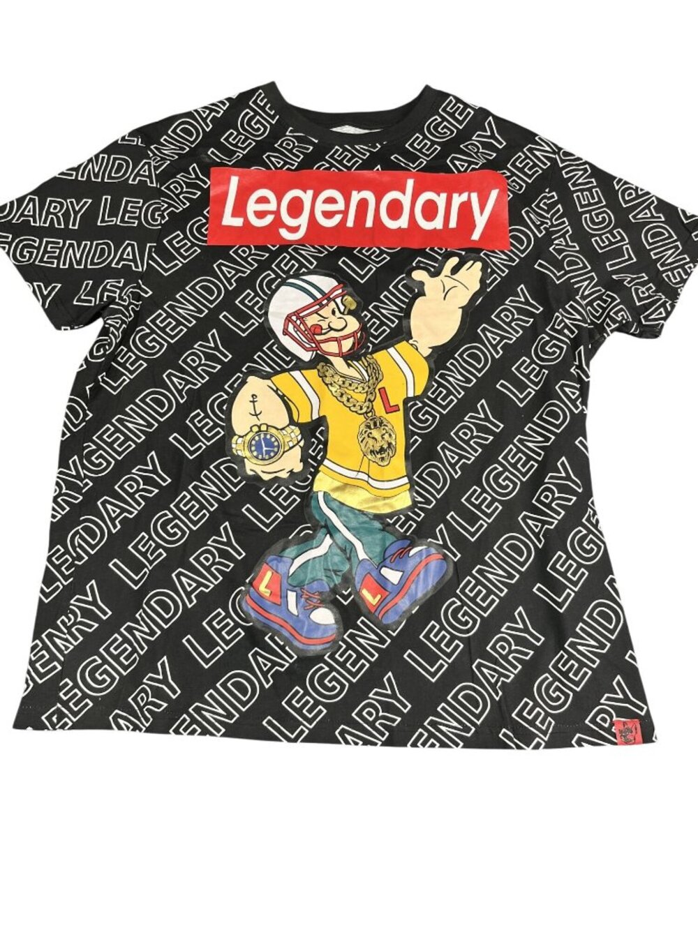 Trouble Makers Mens Legendary All-Over Print Graphic T-Shirt Size XL Black